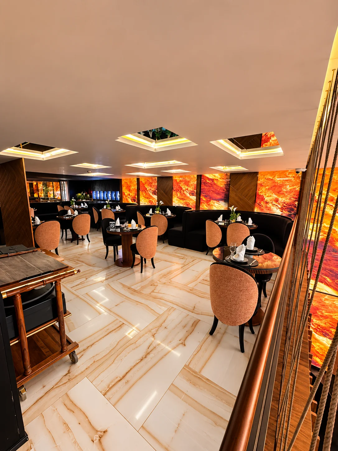 Royal Mezzanine Balcony overlooking Dining Salon and Fire Onyx