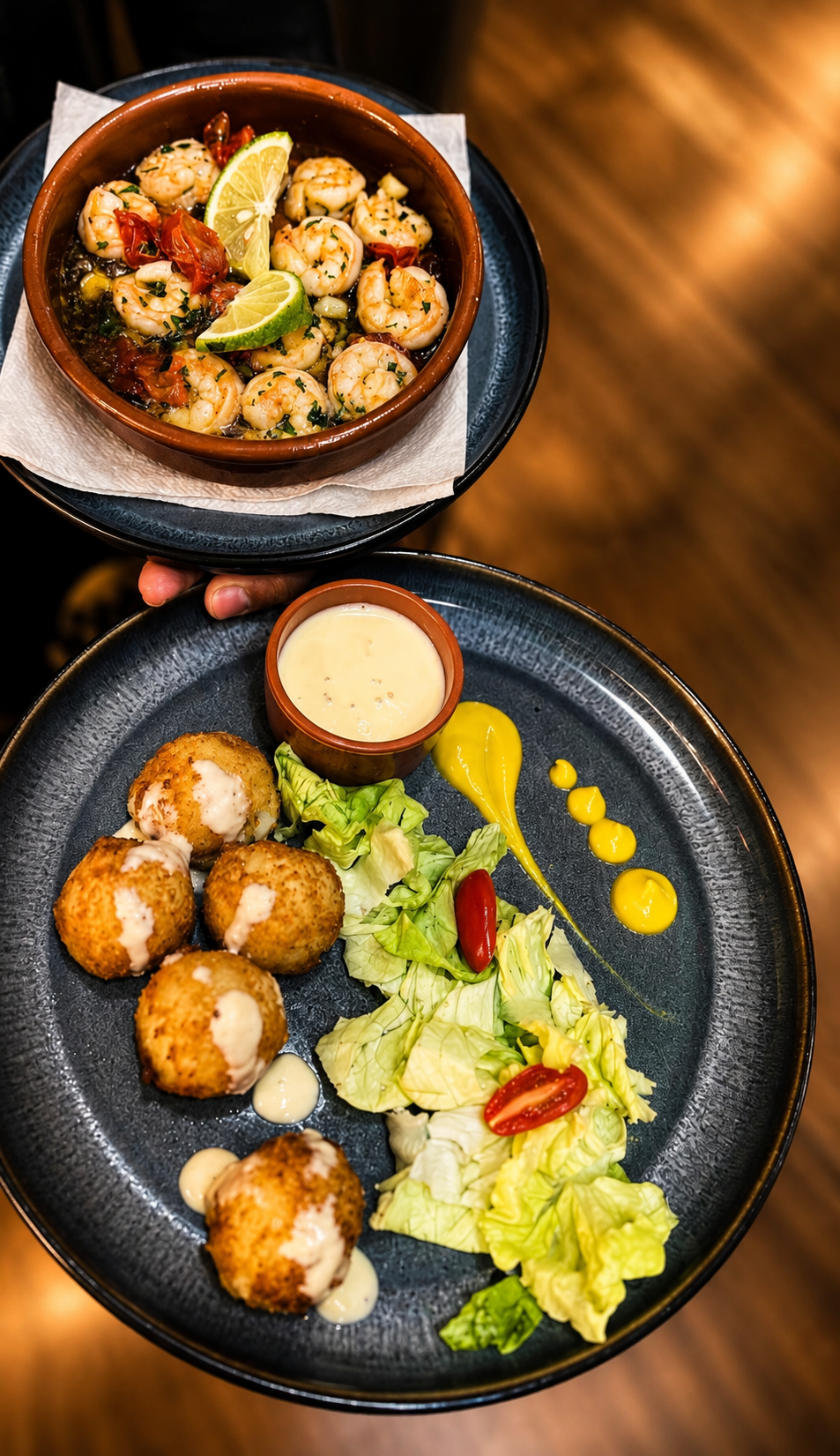 Sizzling Garlic Gambas & Truffle Croquettes - Amsterdam Luxury Agadir