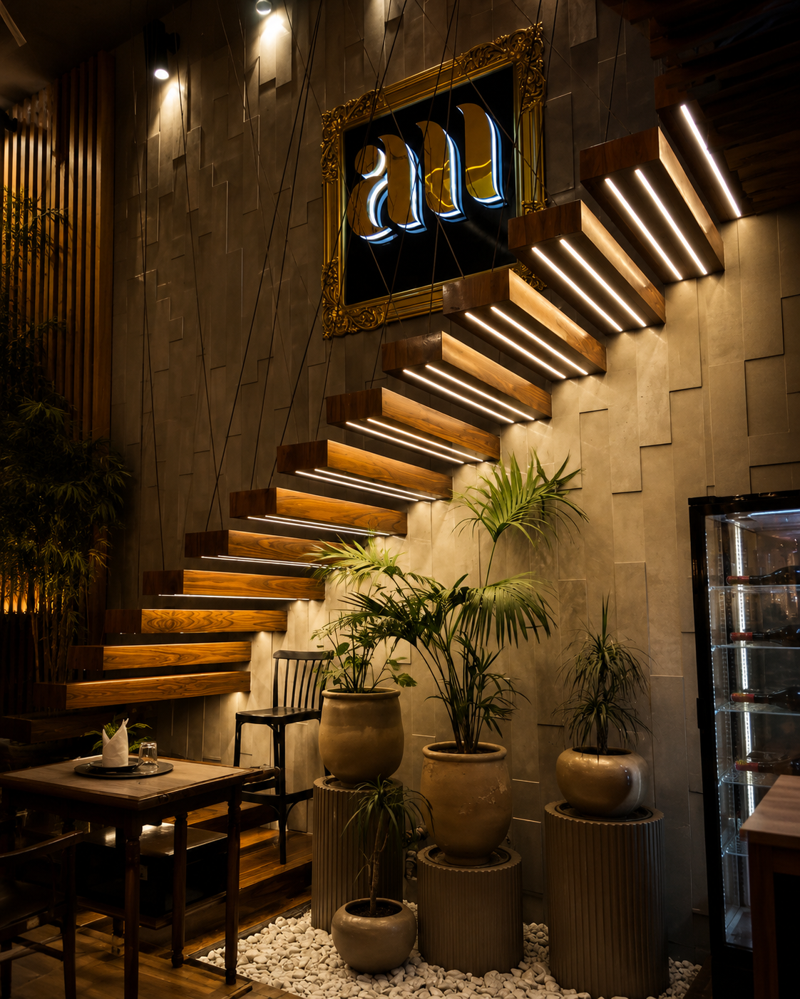 Amsterdam Luxury architectural illuminated staircase and atmosphere in Agadir